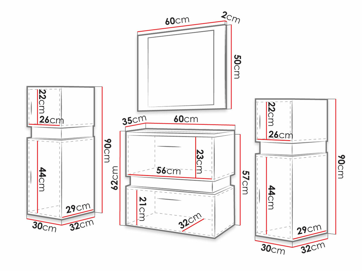 Fürdőszoba garnitúra Hartford C105 (Wotan tölgy + Fekete)