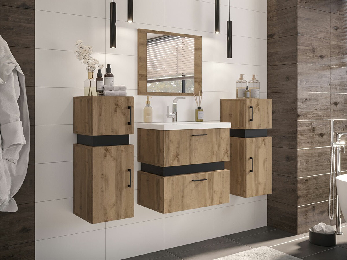 Fürdőszoba garnitúra Hartford C105 (Wotan tölgy + Fekete)