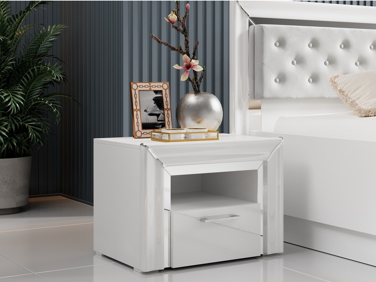 Éjjeliszekrény Levrema 100 (Fehér + Ezüst)