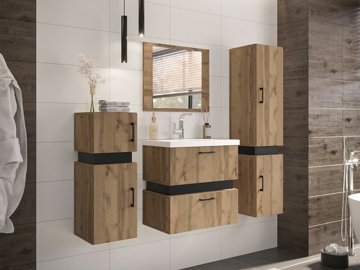 Fürdőszoba garnitúra Hartford C100 (Wotan tölgy + Fekete)