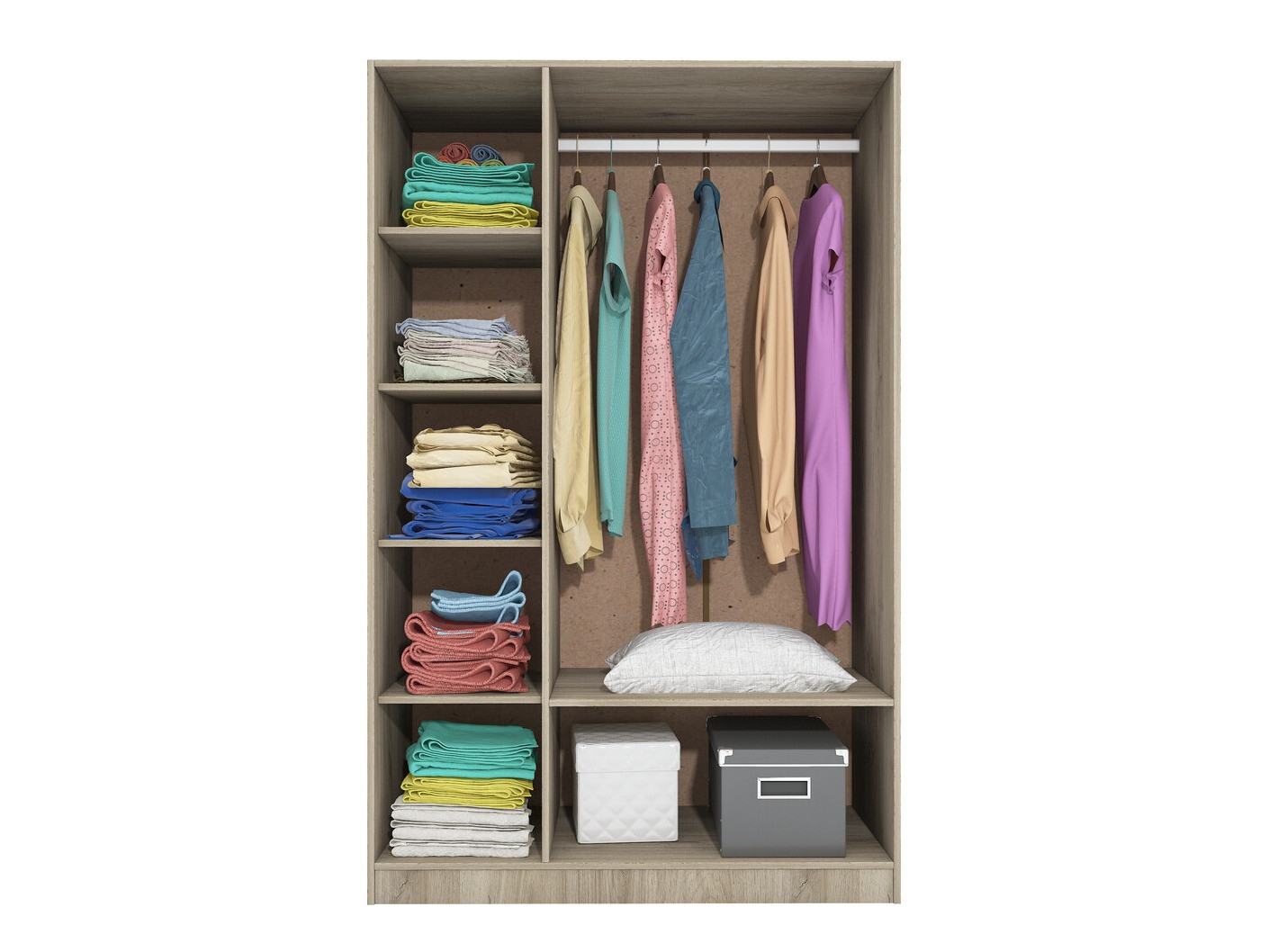 Gardróbszekrény Etfela 104 (Arven tölgy + Fényes fehér)