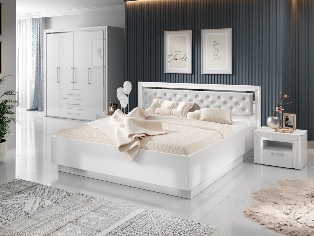 Hálószoba garnitúra Levrema 108 (Fehér + Ezüst)