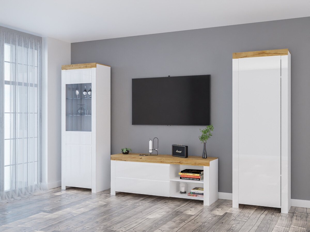 Nappali szett Sonsoru 148 (Fehér + Fényes fehér + Wotan tölgy)