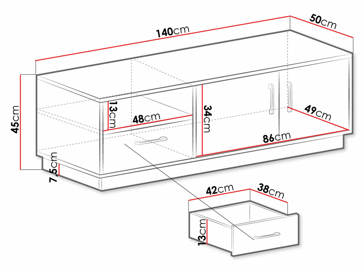 TV-állvány Omaha T108 (Világos tölgy + Fehér)