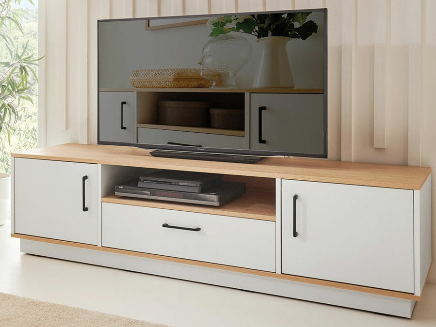 TV-állvány Omaha T121 (Világos tölgy + Fehér)