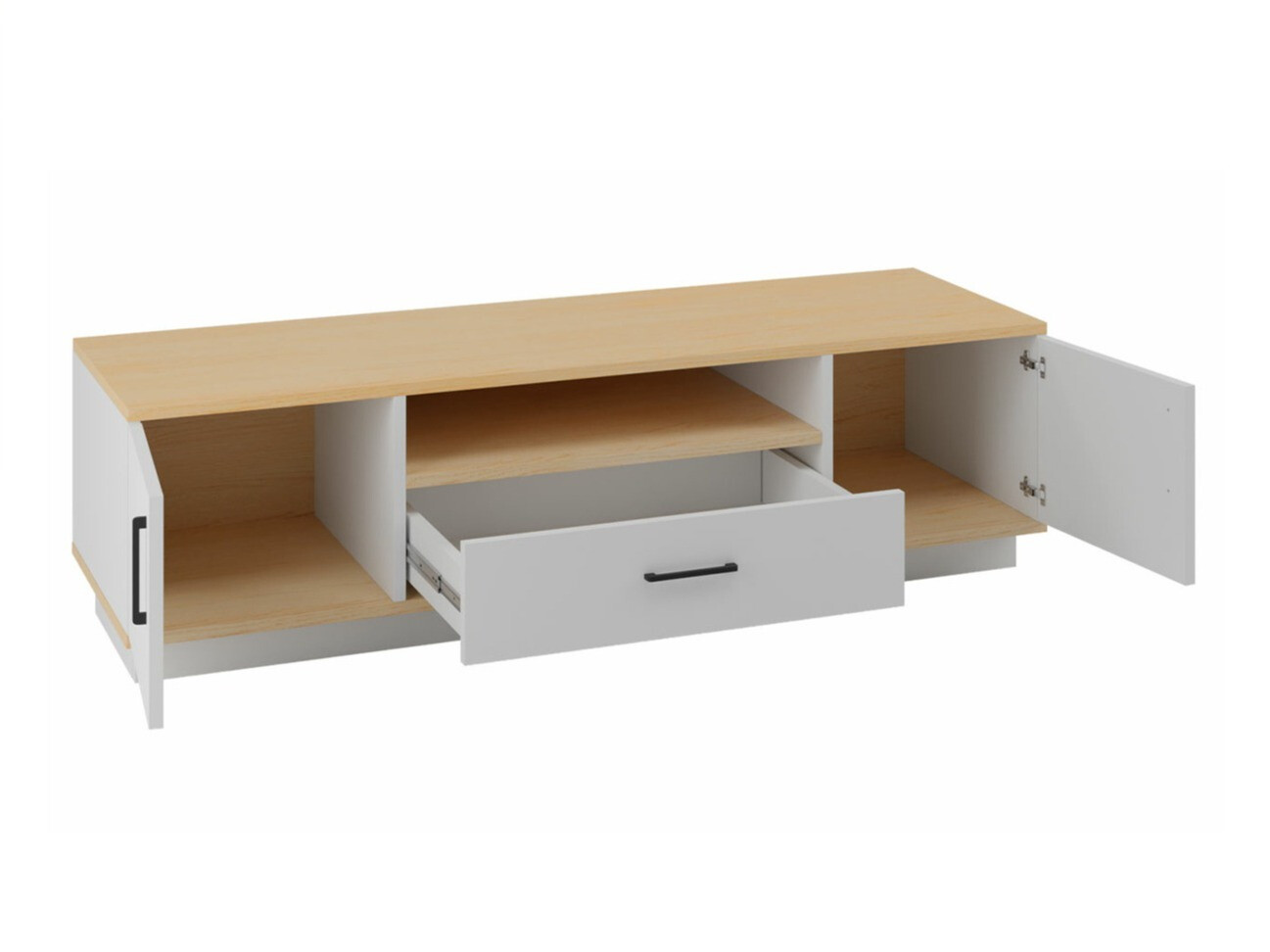 TV-állvány Omaha T121 (Világos tölgy + Fehér)