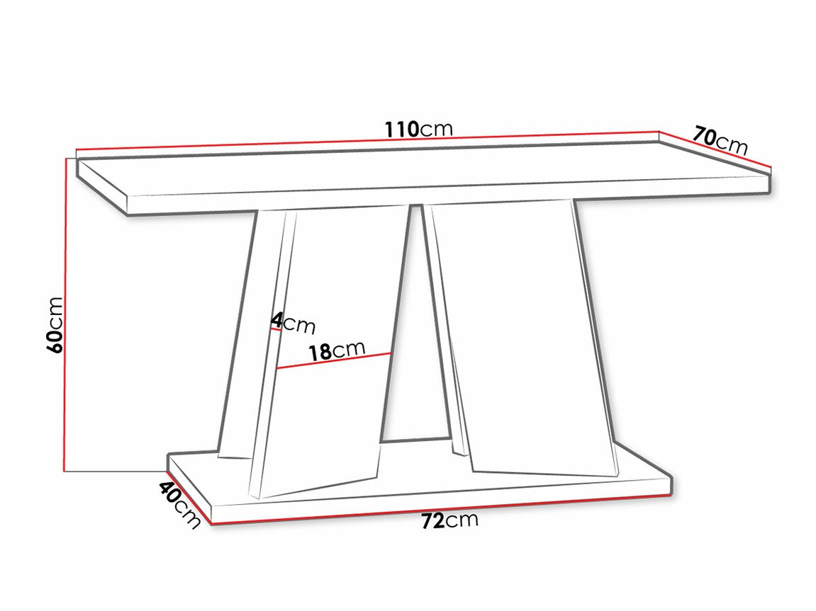 Dohányzóasztal Goodyear 108 (Fényes fehér + Beton)