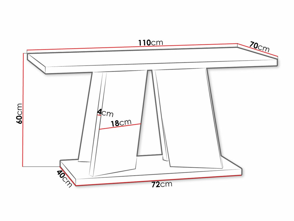 Dohányzóasztal Goodyear 108 (Fényes fekete + Beton)