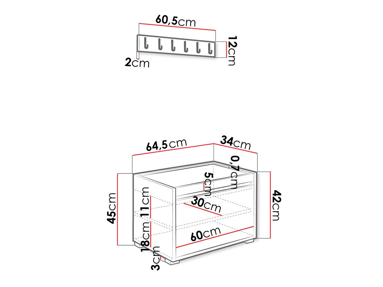Előszoba garnitúra Comfivo Pinus VII (Fehér + Manila 04)