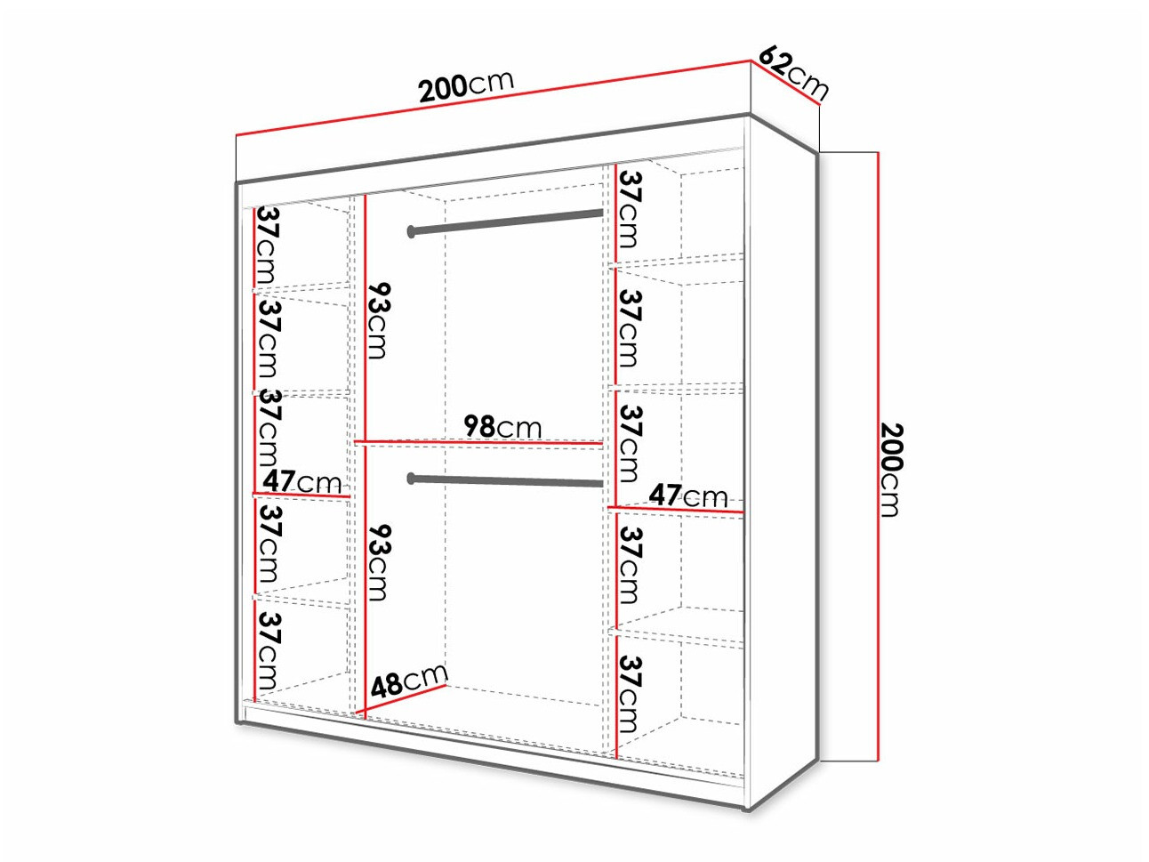 Gardróbszekrény Hartford 400 (Fekete)