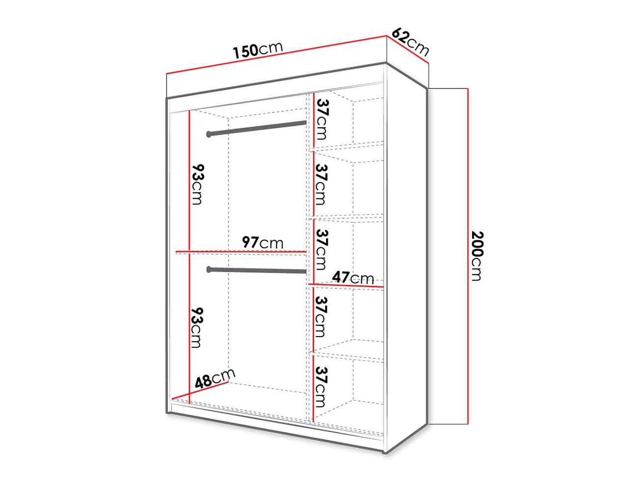 Gardróbszekrény Hartford 402 (Fehér)