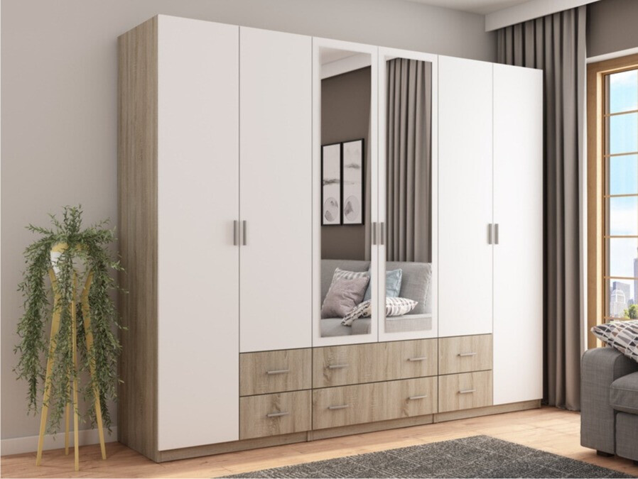 Gardróbszekrény Lexington 153 (Sonoma tölgy + Fehér)