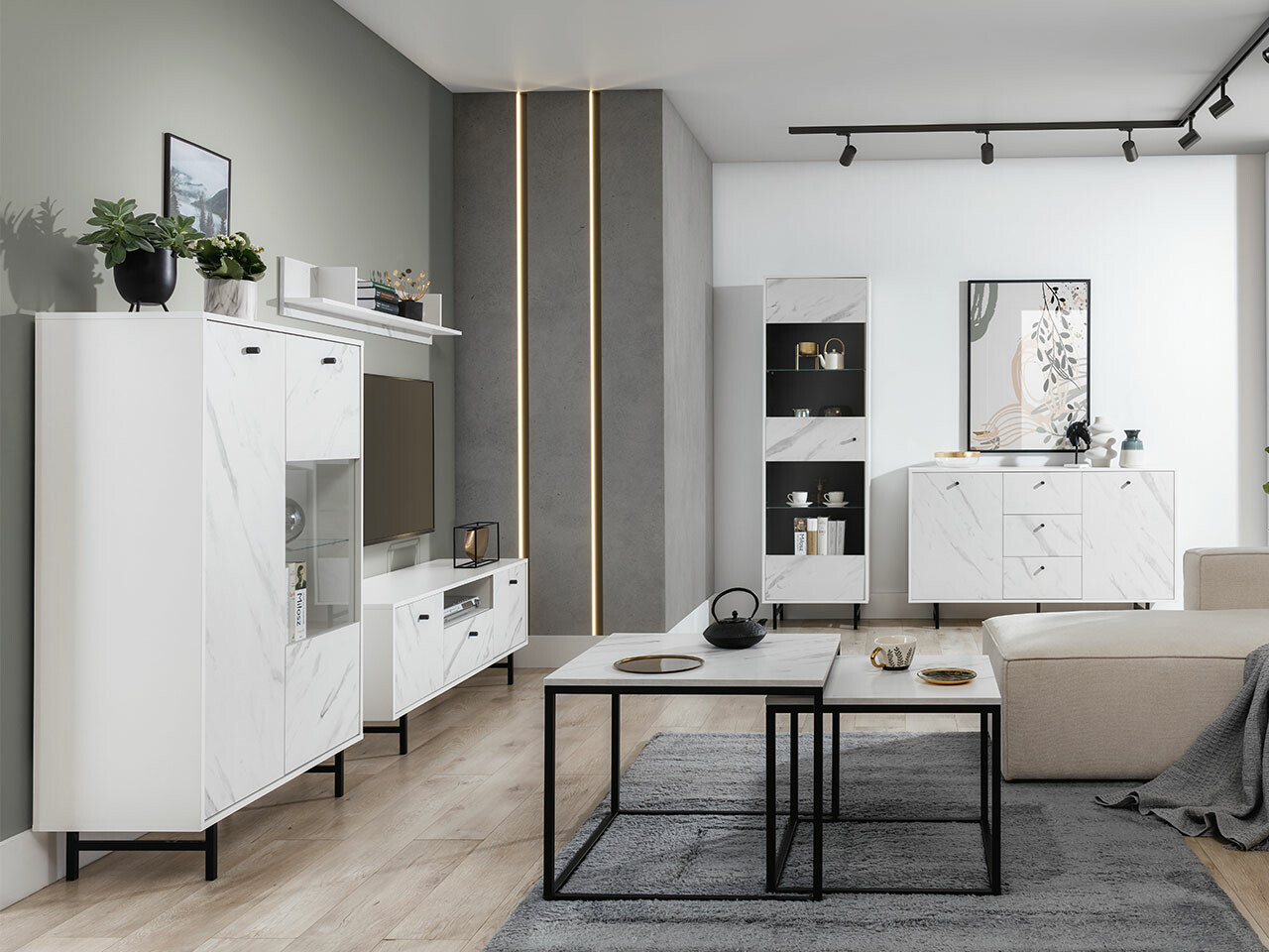 Nappali szett Providence T107 (Fehér márvány)