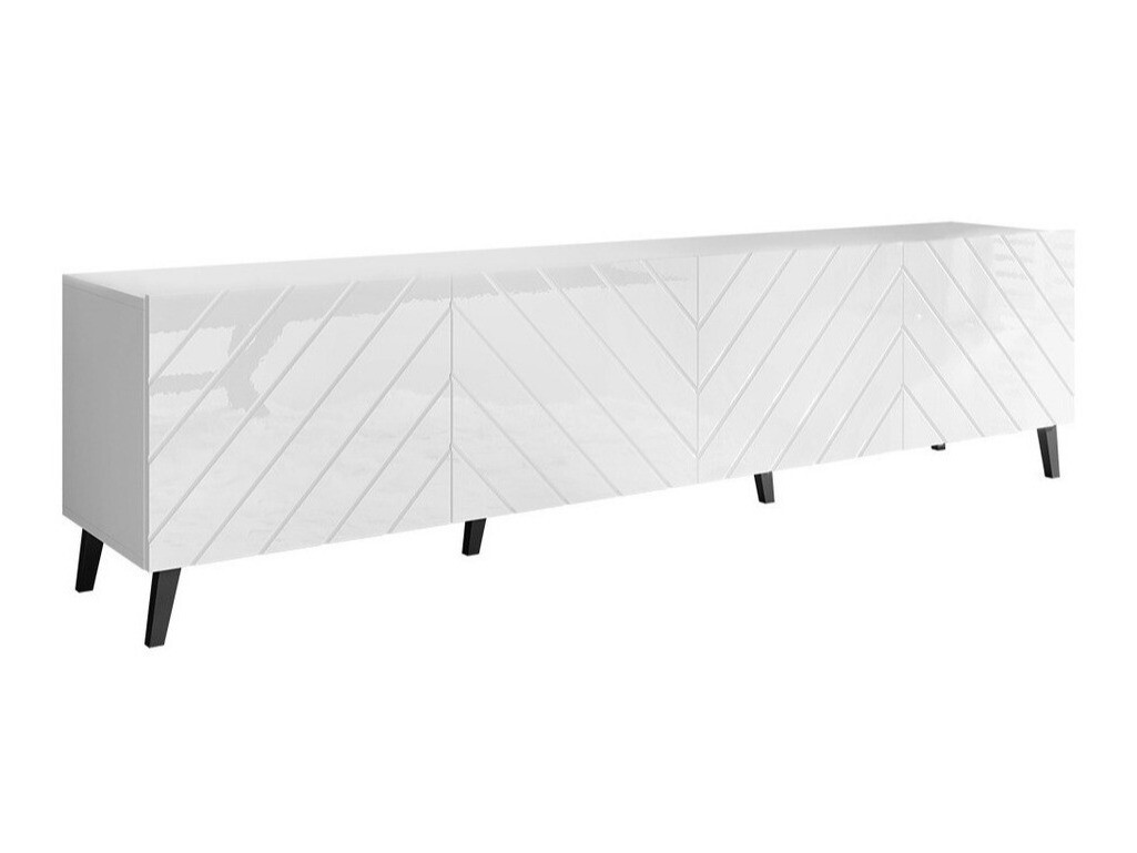 TV-állvány Charlotte 145 (Fehér + Fényes fehér)