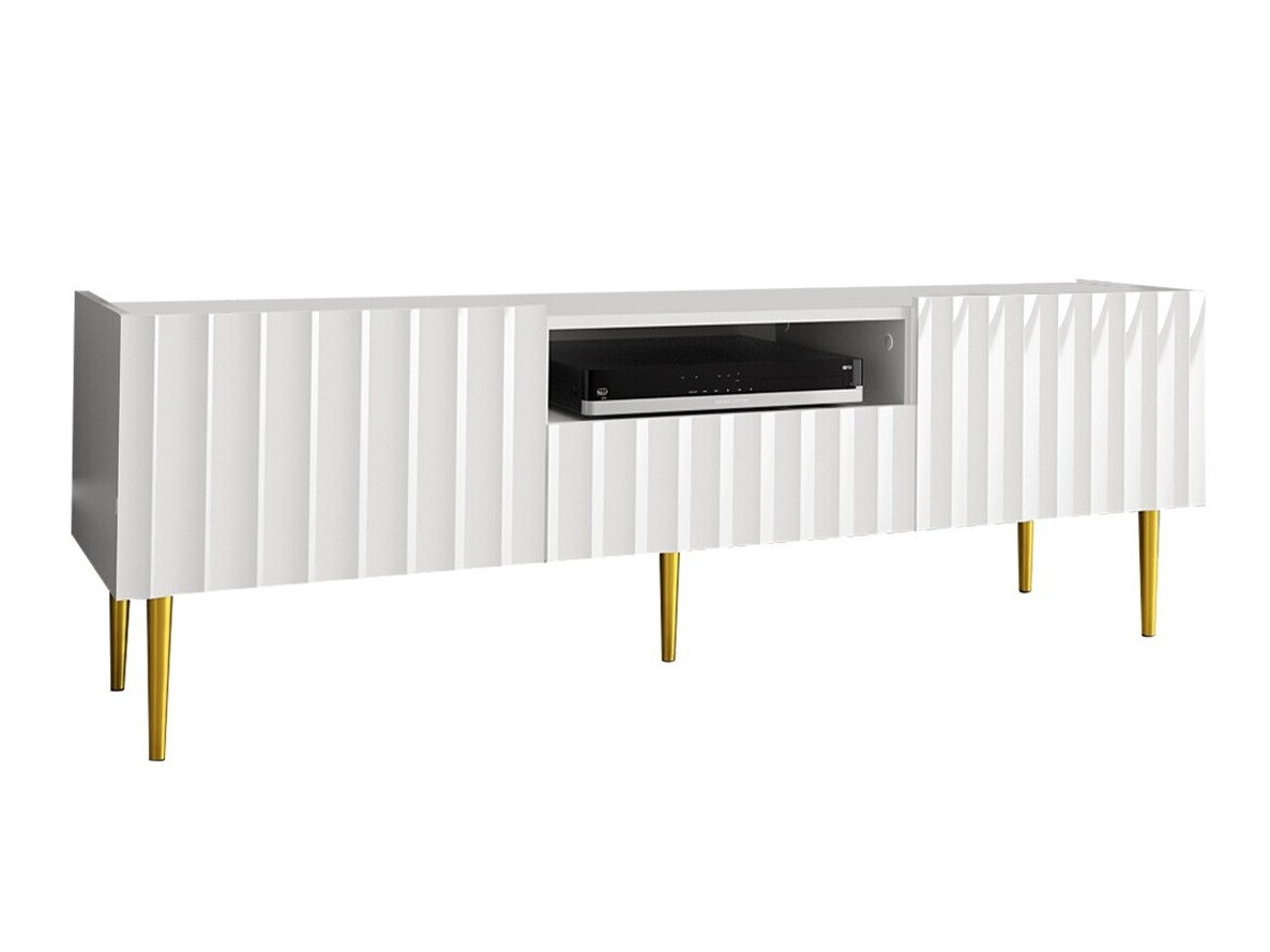 TV-állvány Merced B126 (Fényes fehér + Fehér)