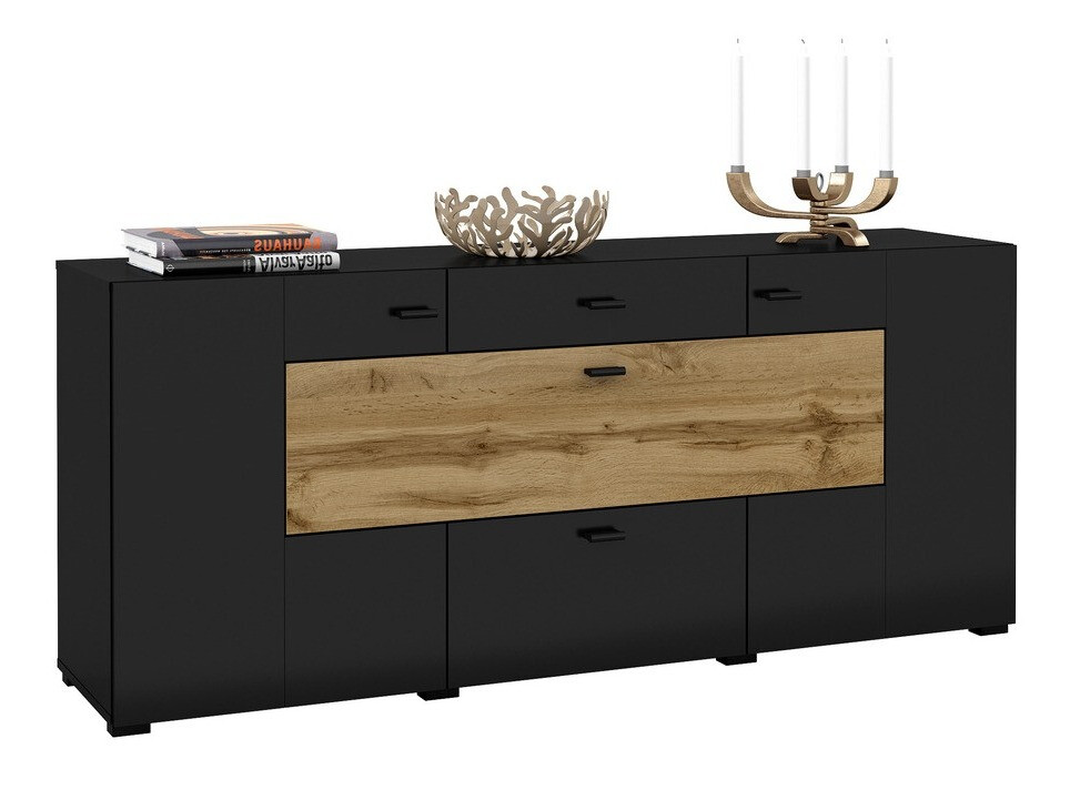 Komód Mondalo 104 (Wotan tölgy + Matt fekete)