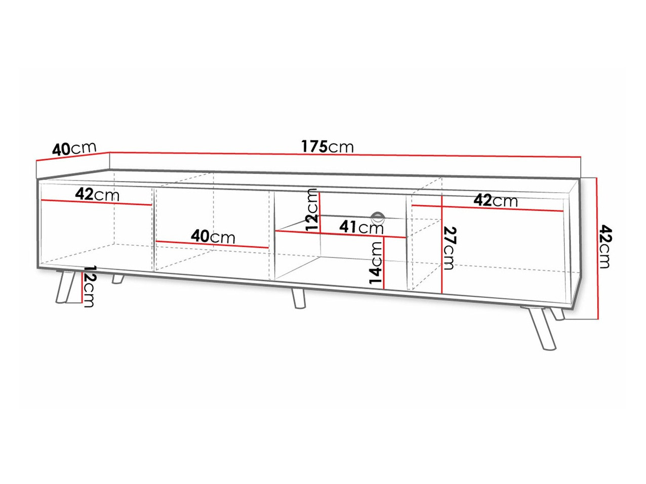 TV-állvány Merced 127 (Fekete)