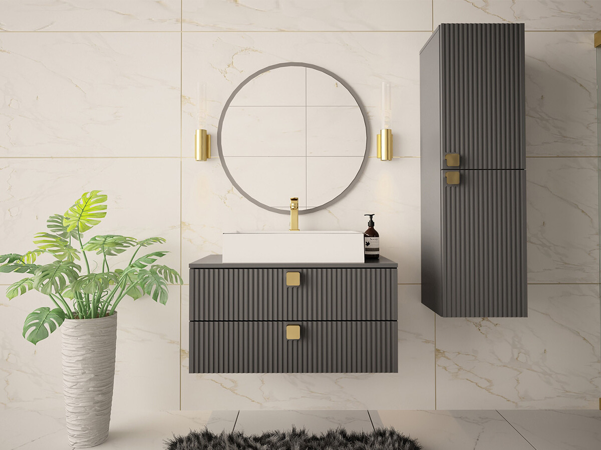 Fali fürdőszoba szekrény Orlvera 100 (Szürke)