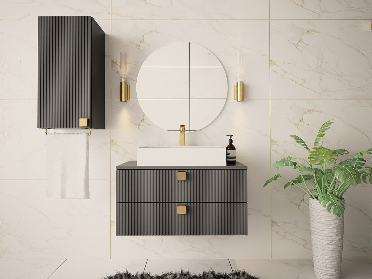 Fali fürdőszoba szekrény Orlvera 101 (Szürke)