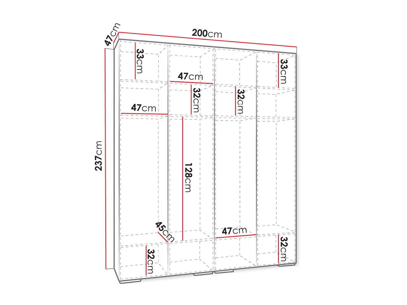 Gardróbszekrény Hartford 414 (Fekete)