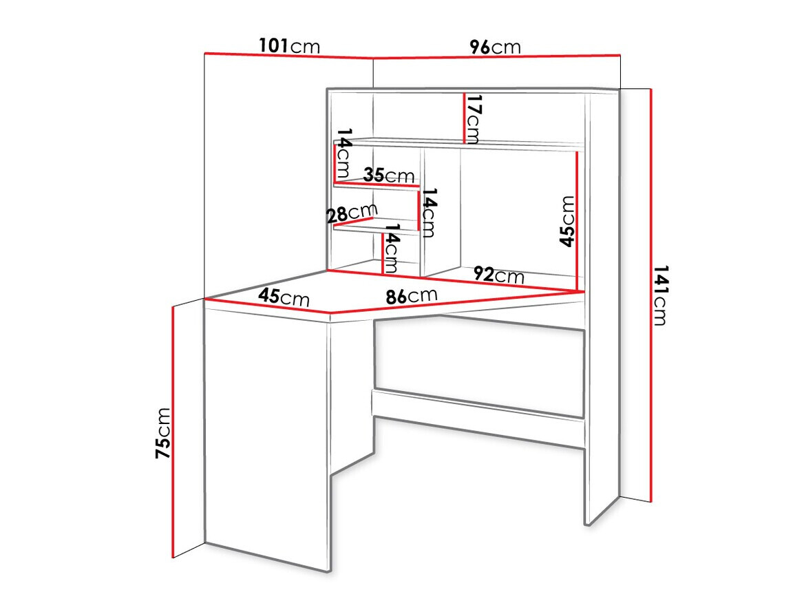 Sarok íróasztal Claral (Fehér)