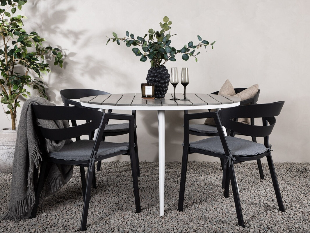 Asztal és szék garnitúra Dallas 4791 (Fehér + Szürke)