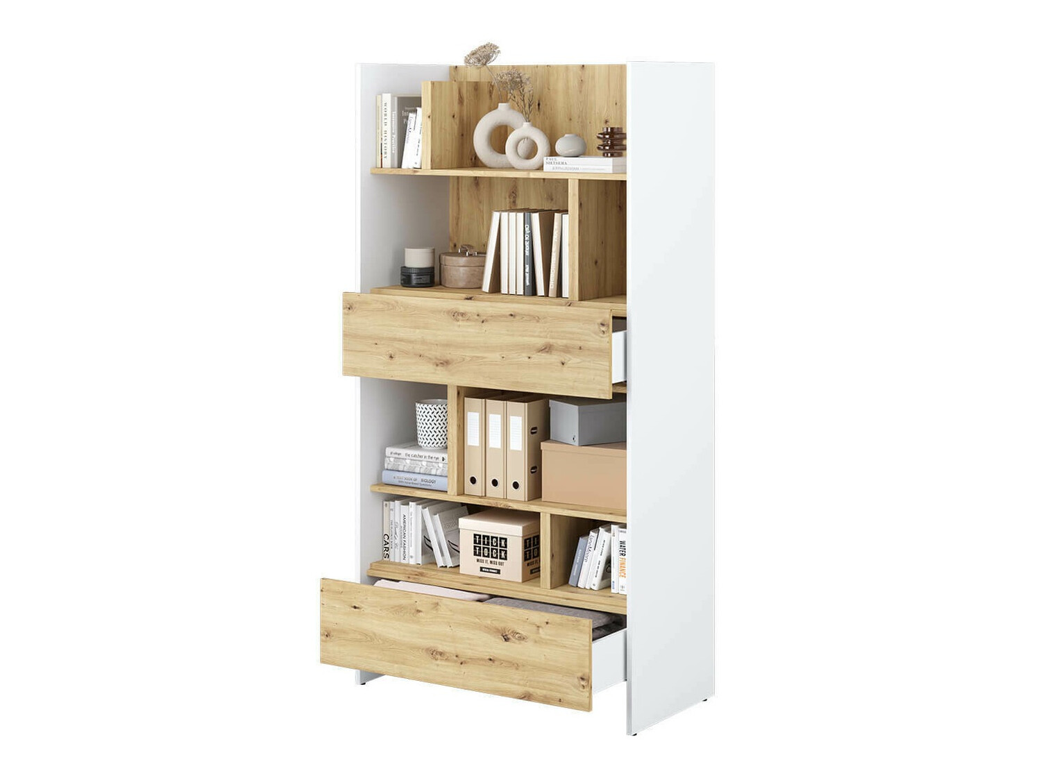 Könyvespolc Concept Pro Lenart Levfere 152 (Fehér + Artisan tölgy)