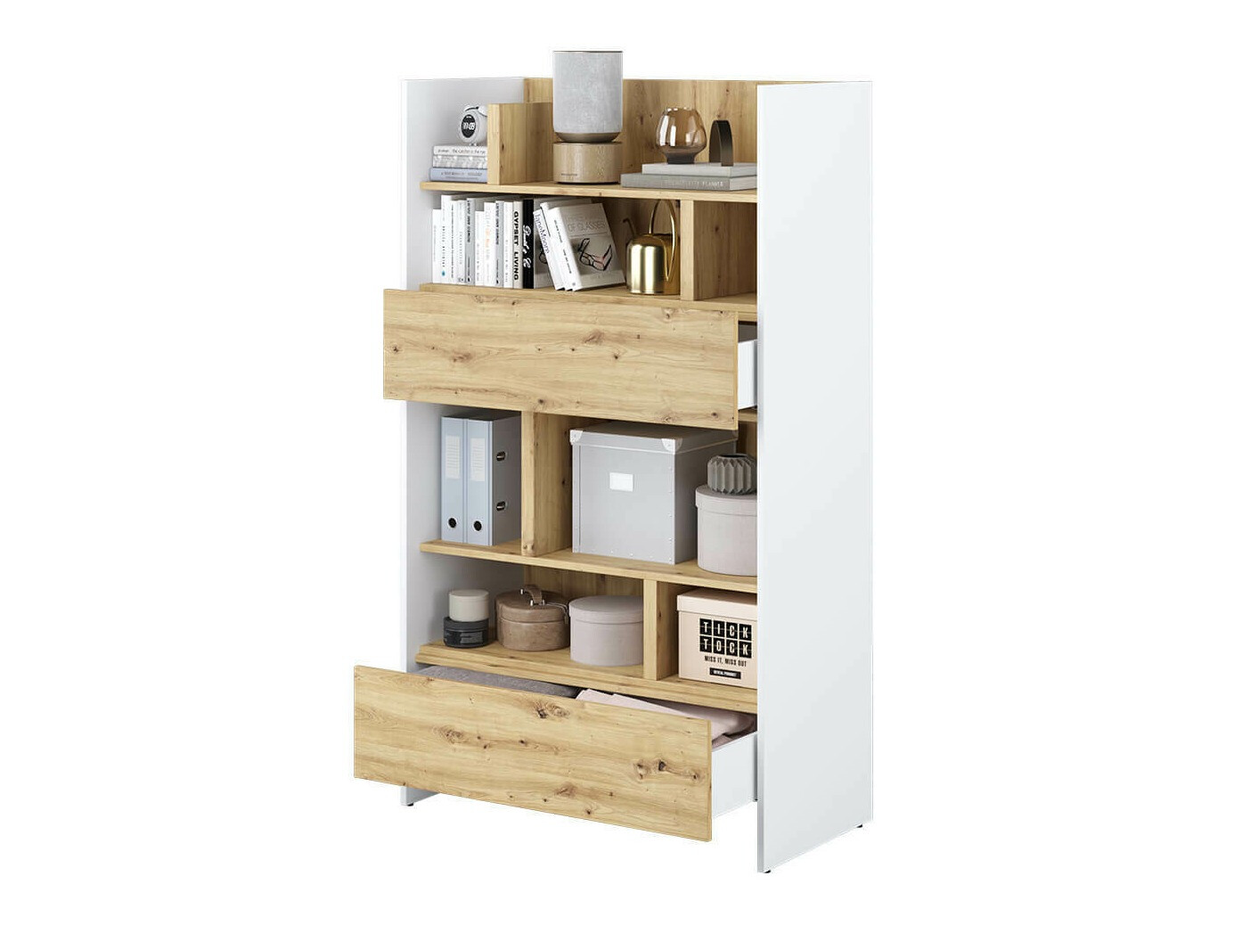 Könyvespolc Concept Pro Lenart X (Fehér + Artisan tölgy)
