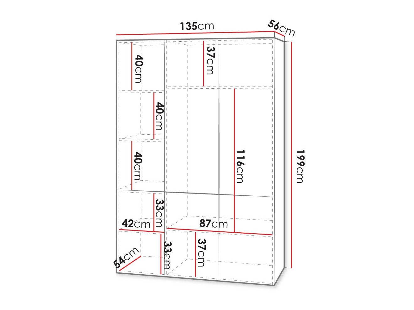 Gardróbszekrény Dicto I (Fehér)