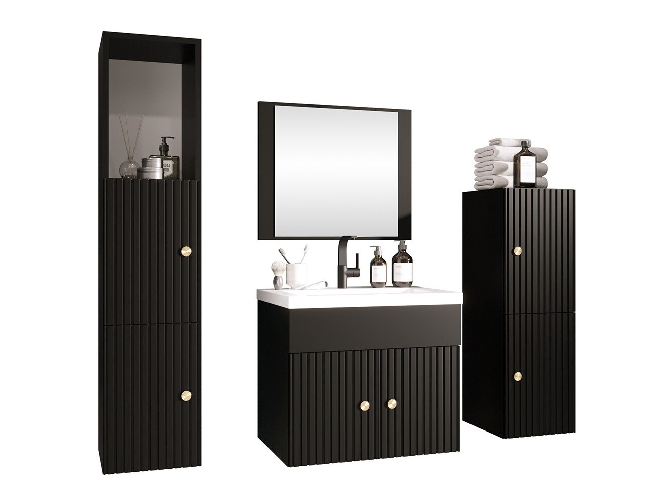 Fürdőszoba garnitúra Hartford J104 (Fekete)