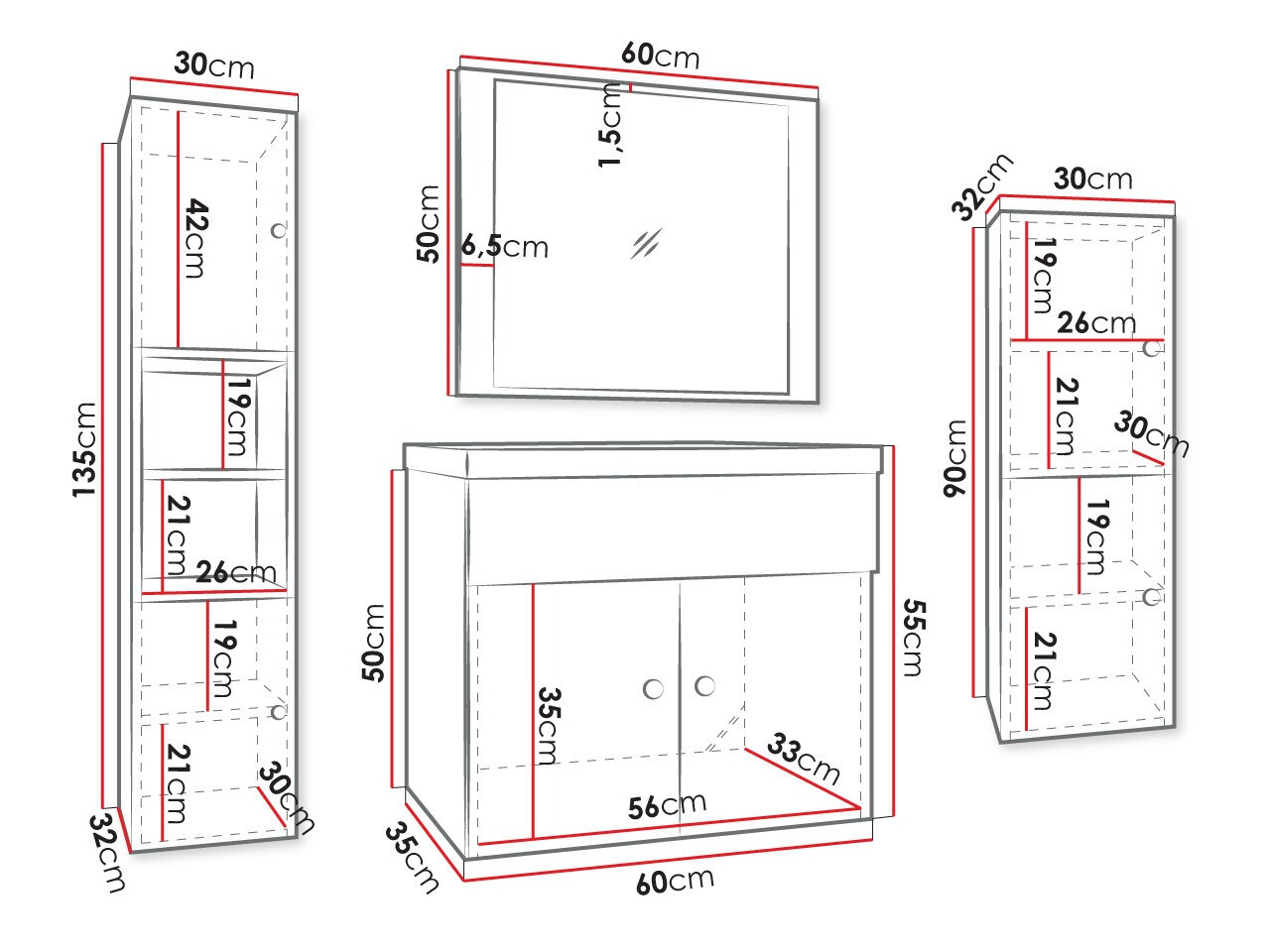 Fürdőszoba garnitúra Hartford J104 (Fekete)