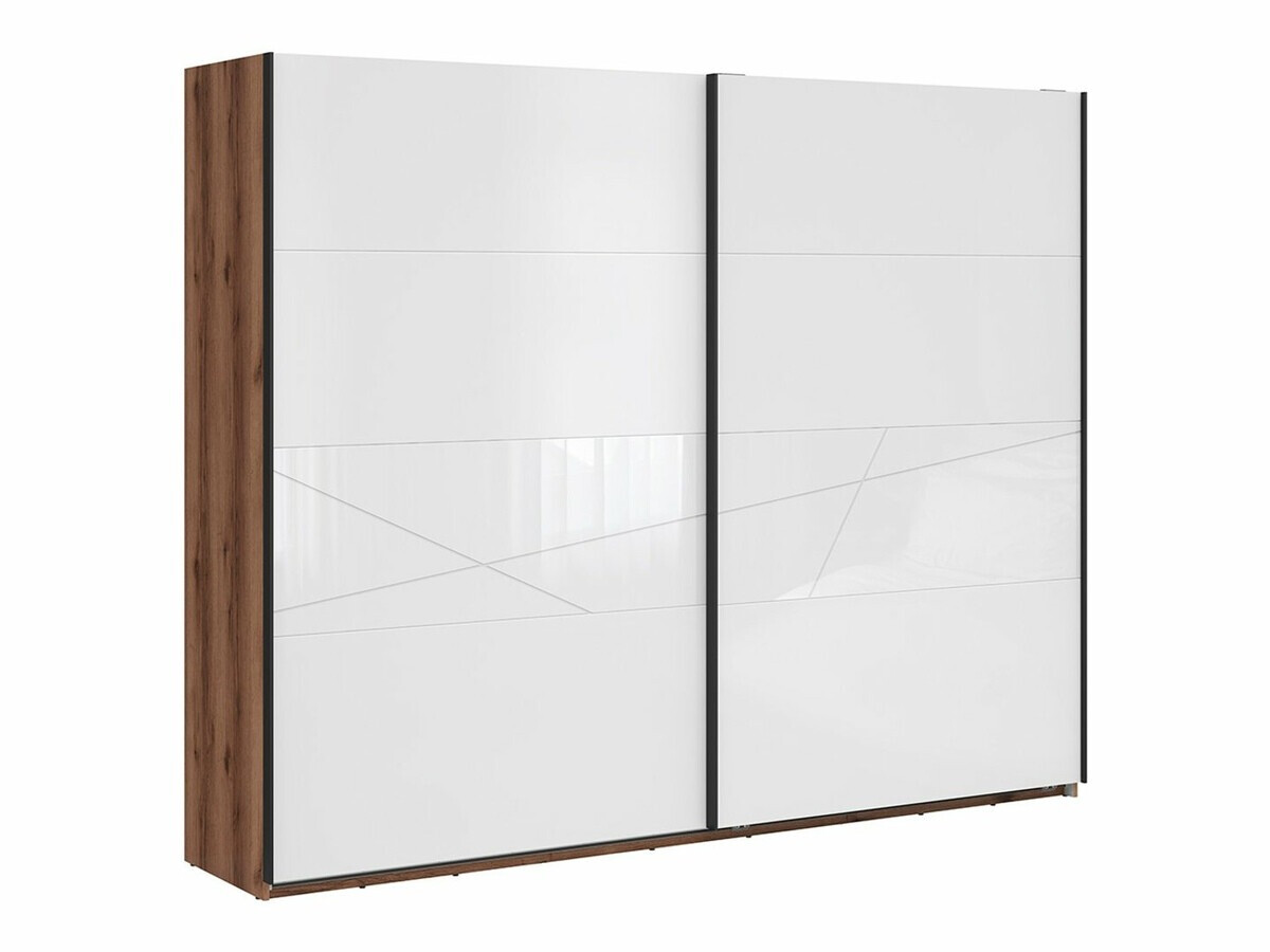 Gardróbszekrény Fivale 124 (Sötét delanói tölgy + Fényes fehér)