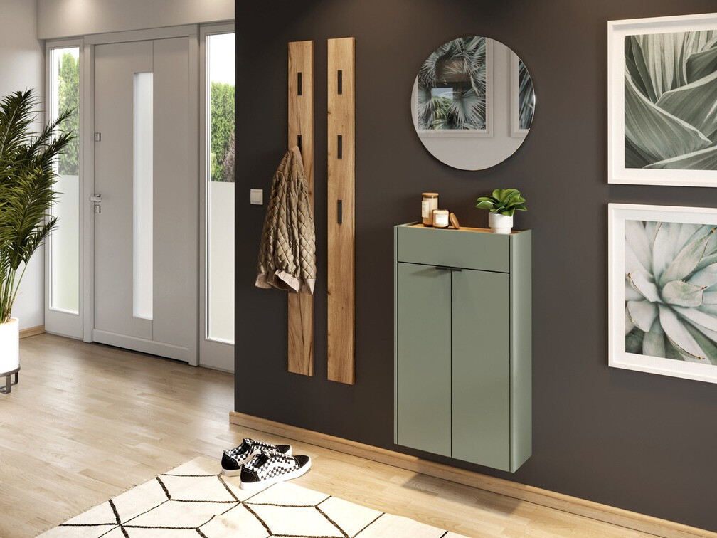 Cipőtároló Cirsale 101 (Poros zöld + Navarra tölgy)