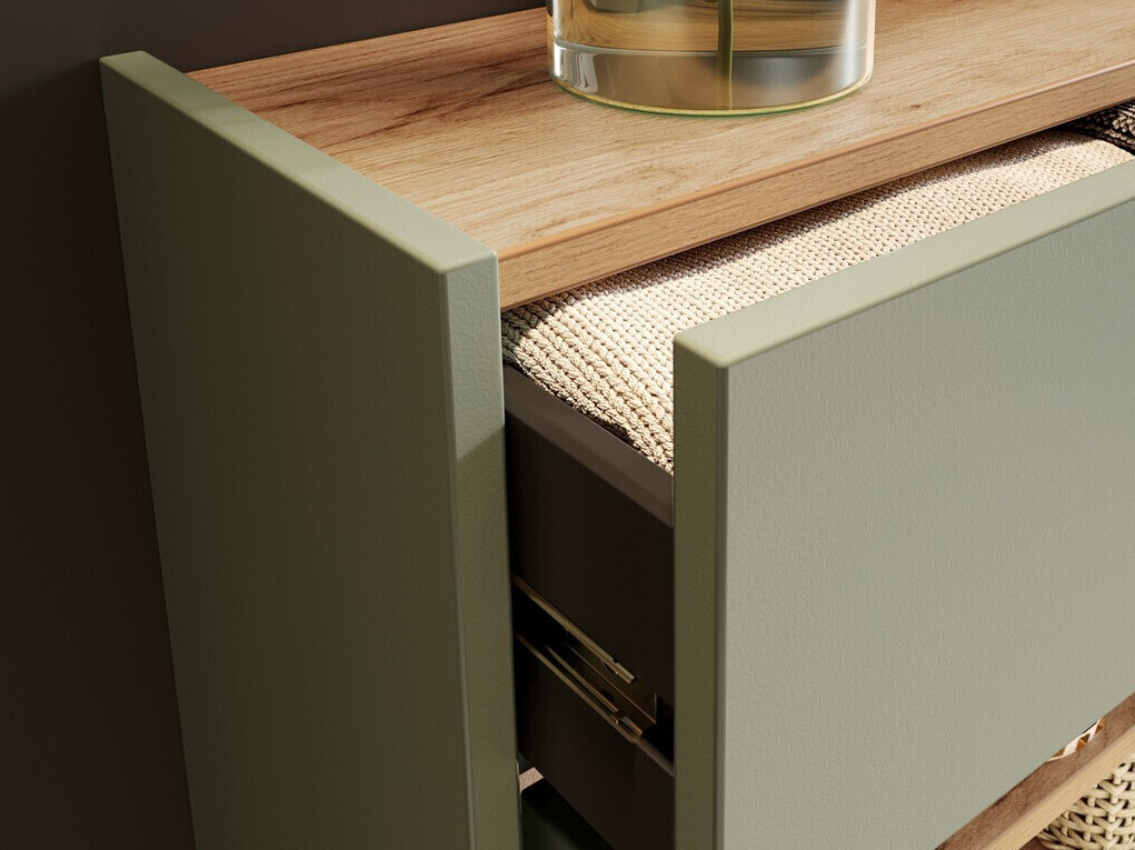 Cipőtároló Cirsale 102 (Poros zöld + Navarra tölgy)