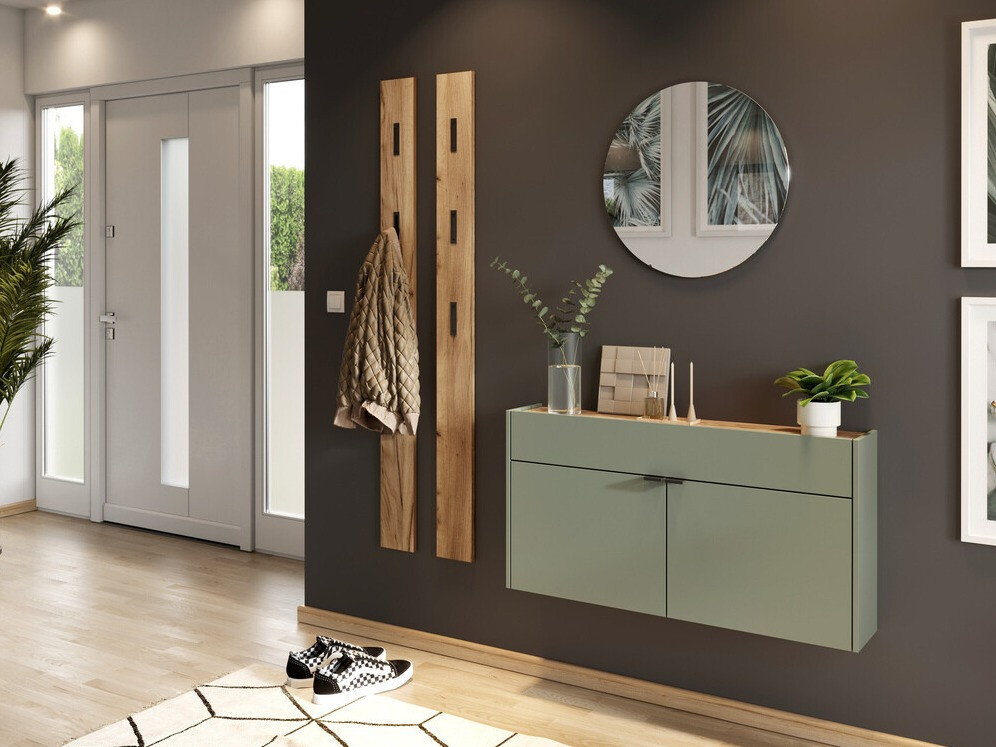 Cipőtároló Cirsale 102 (Poros zöld + Navarra tölgy)