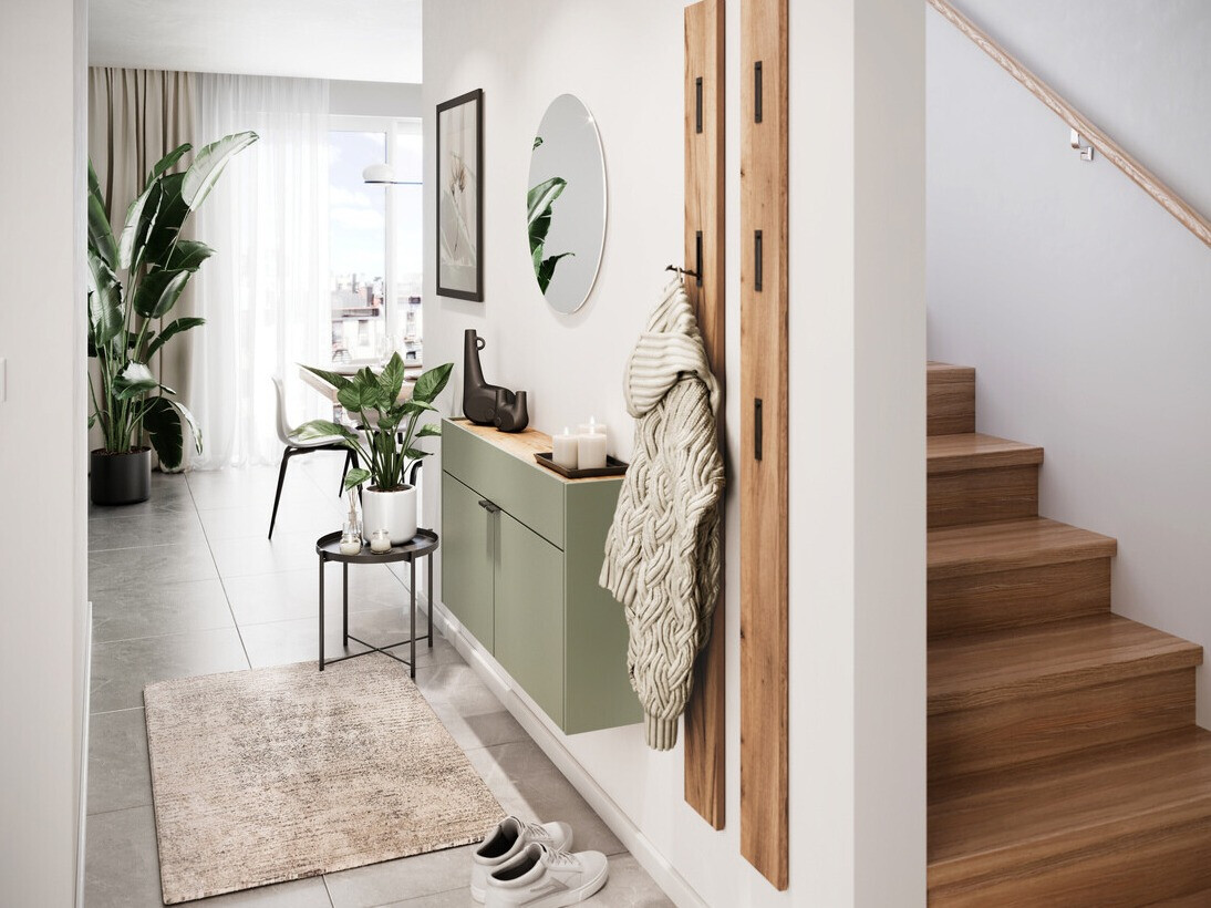 Cipőtároló Cirsale 102 (Poros zöld + Navarra tölgy)