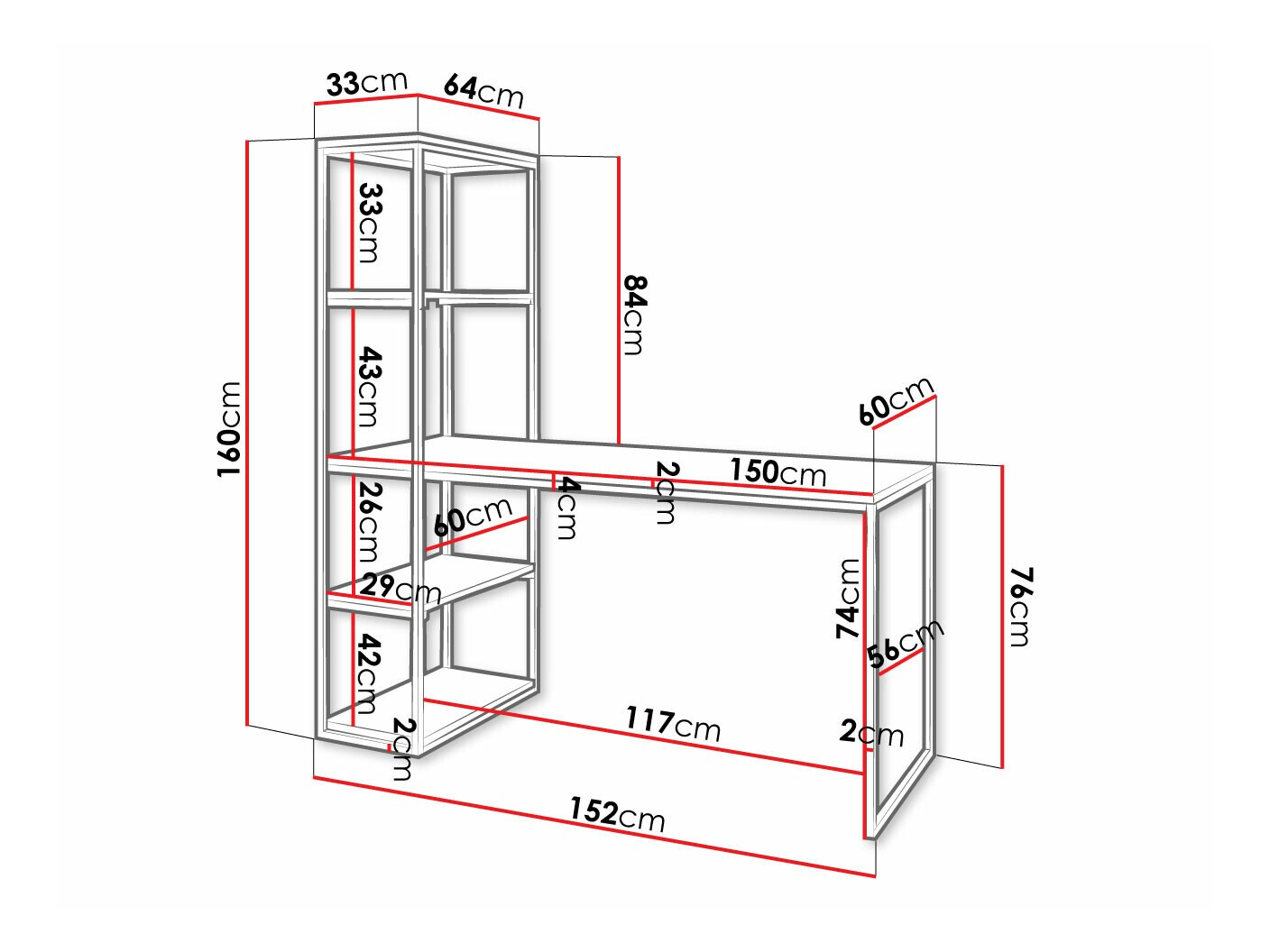 Íróasztal Oswego 107 (Barna + Fekete)