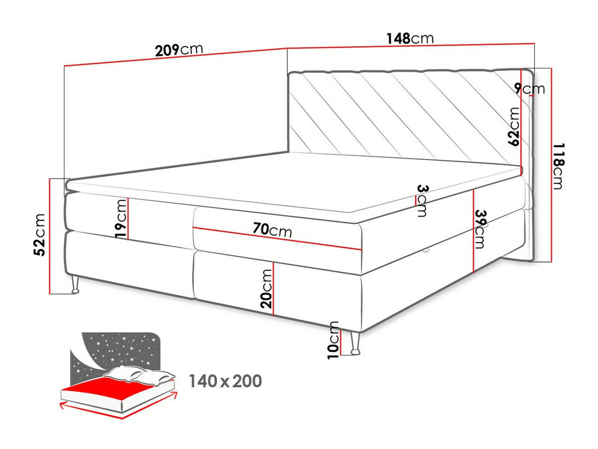 Kontinentális ágy ComfiDream 176 (Fresh 13)