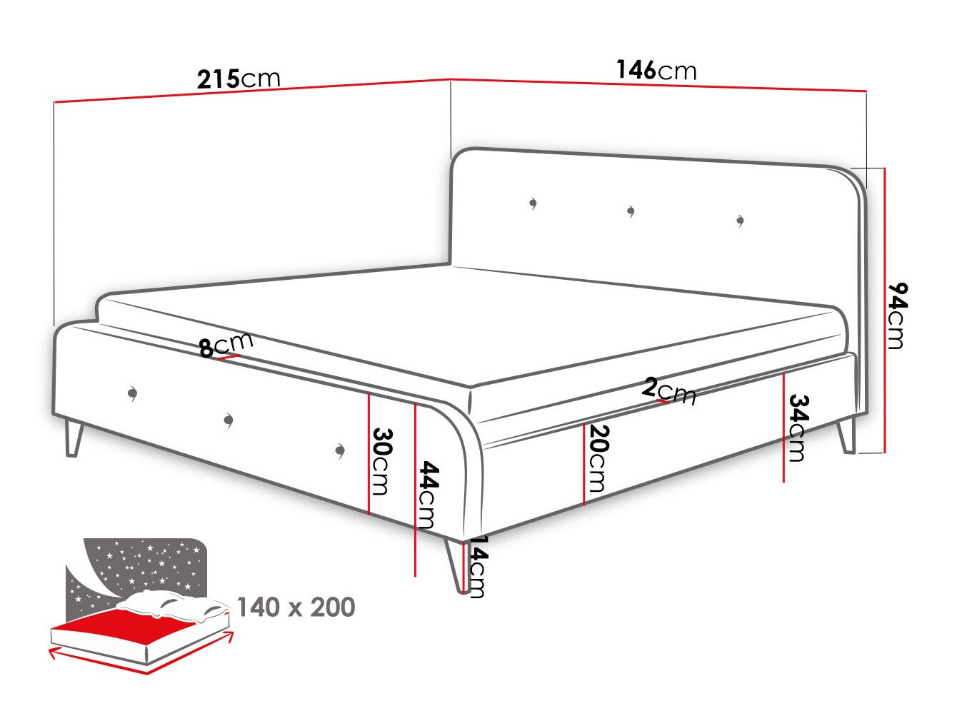 Ágy Comfivo 350 (Szürke)