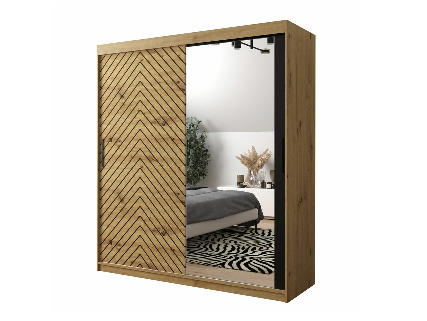 Gardróbszekrény Hartford 313 (Artisan tölgy + Fekete)