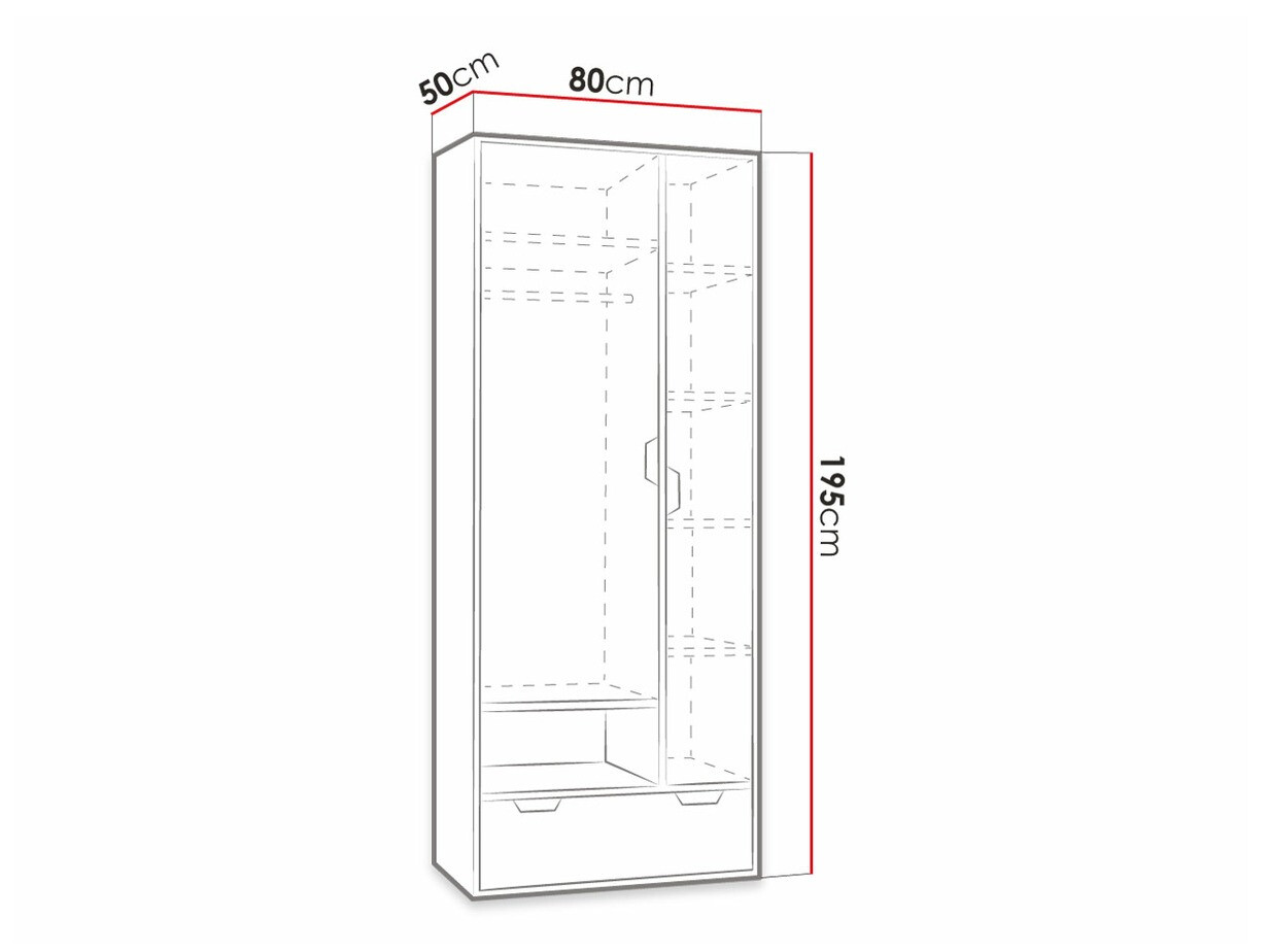 Gardróbszekrény Tenmele 101 (Szürke + Grafit)