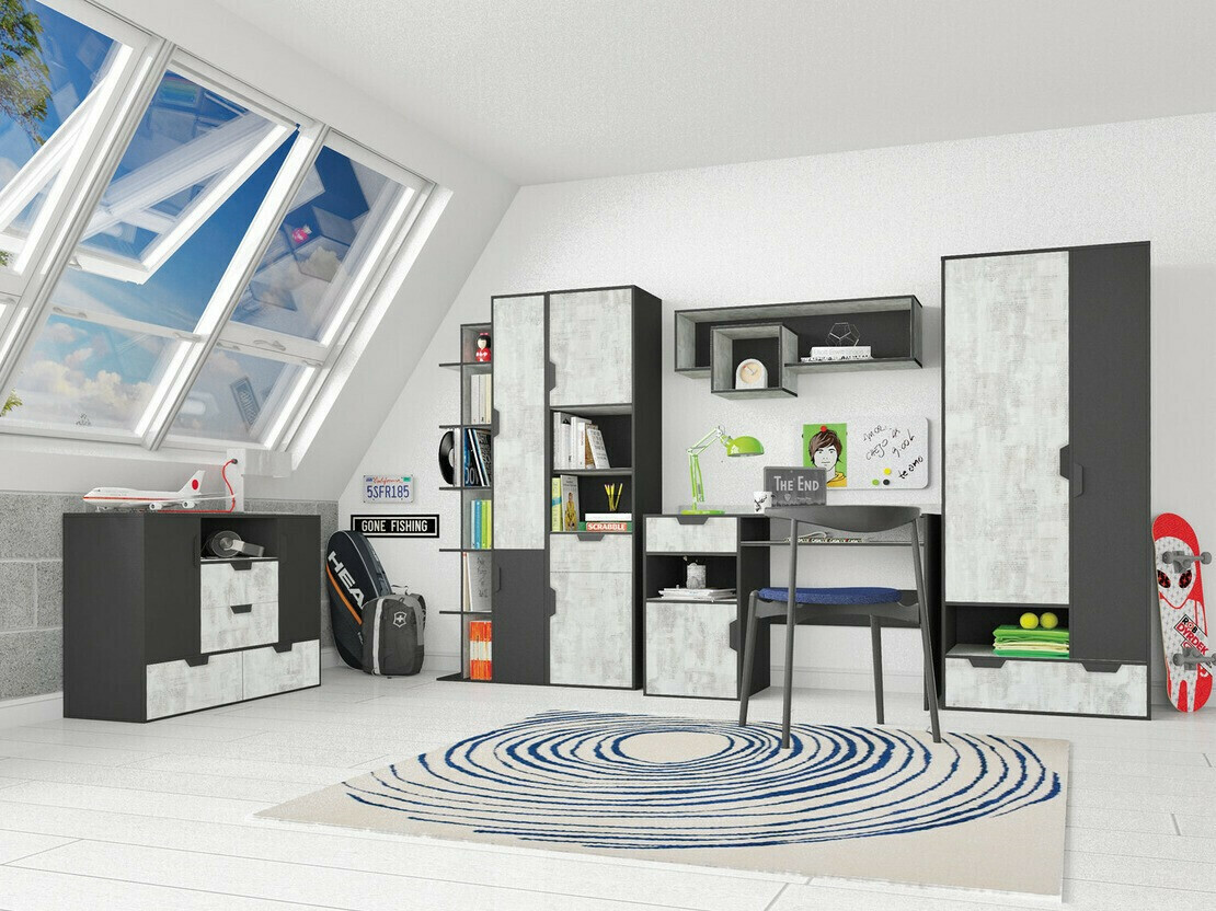 Gardróbszekrény Tenmele 101 (Szürke + Grafit)