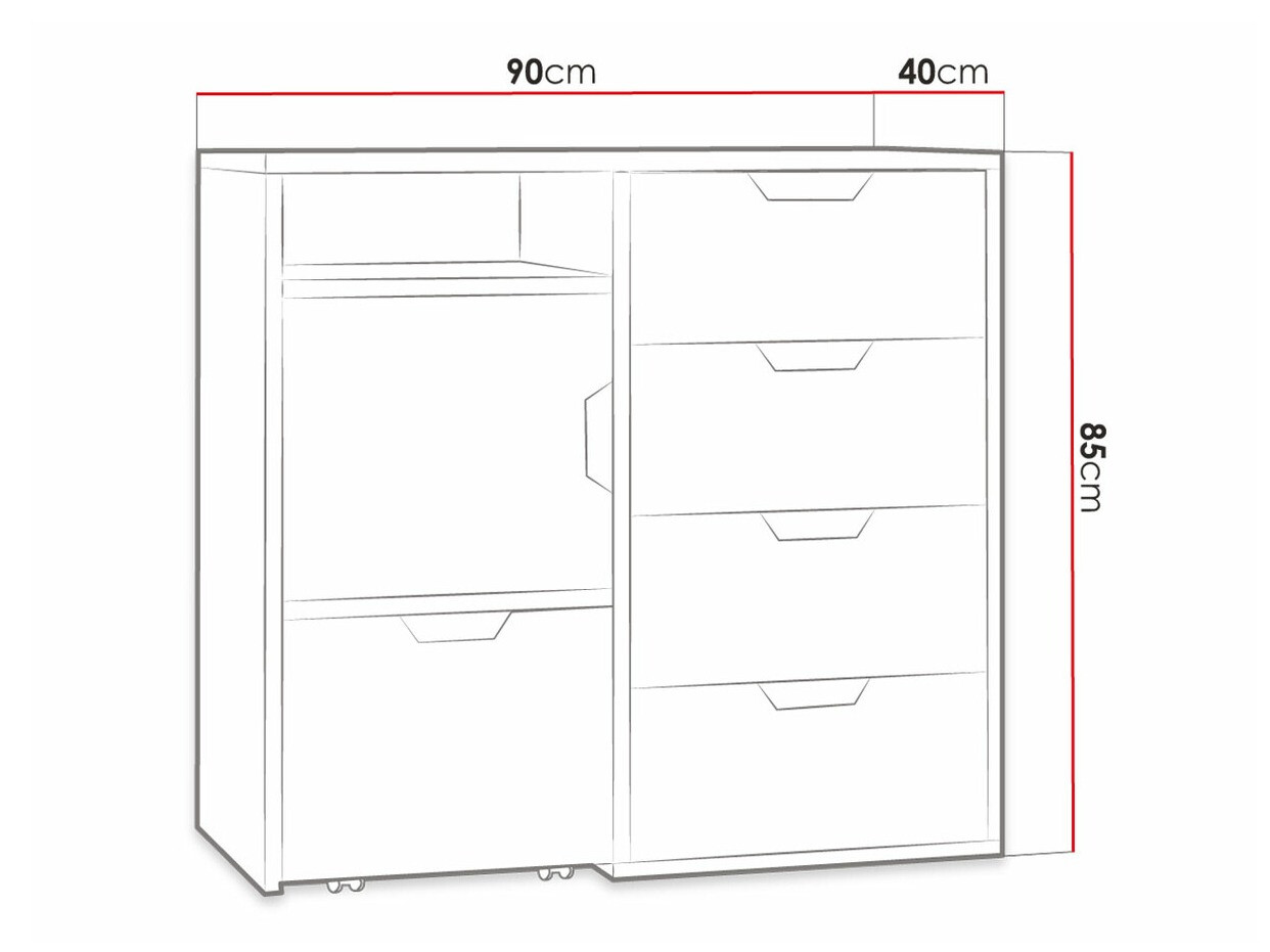 Komód Tenmele 107 (Szürke + Grafit)