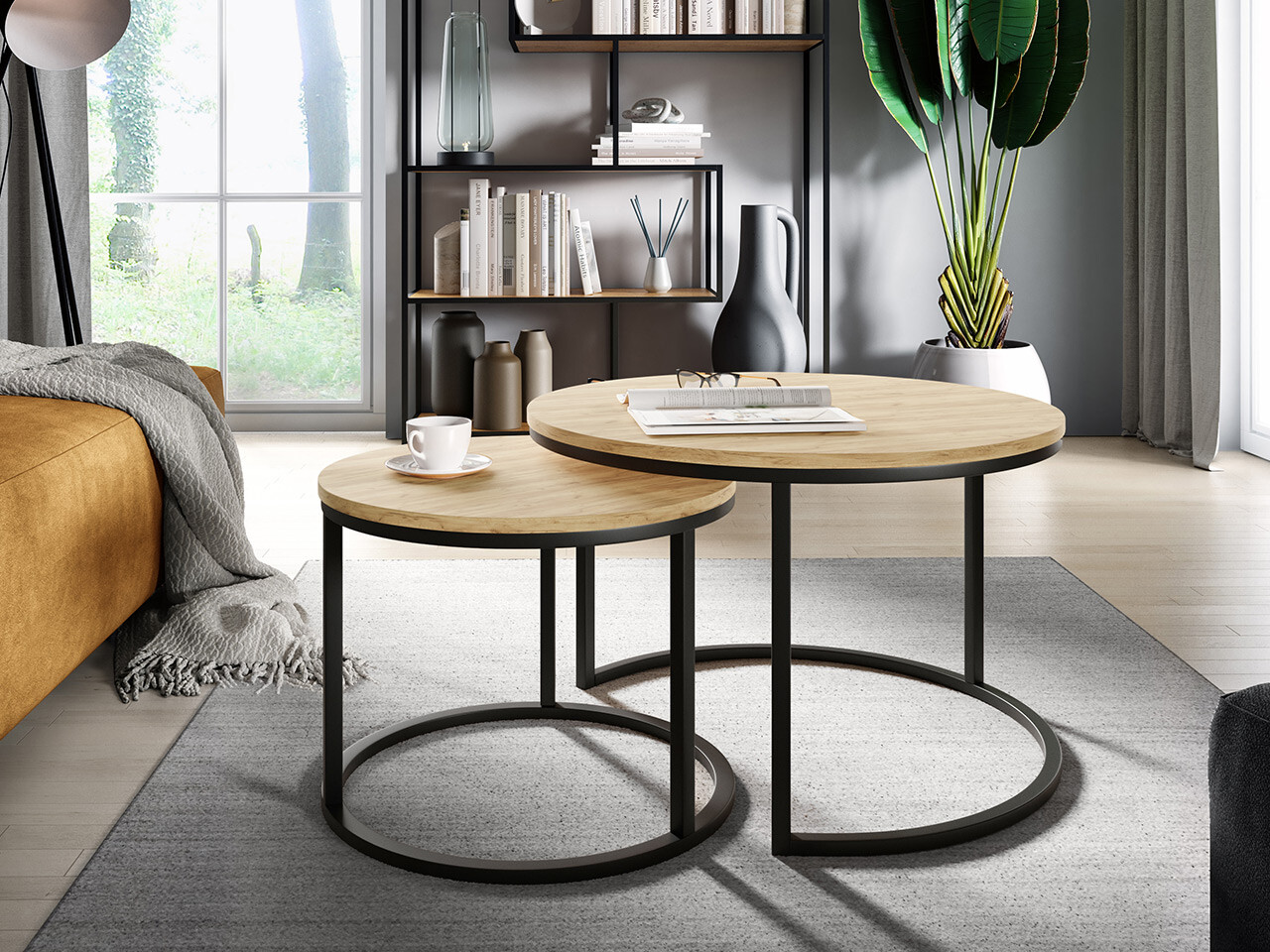 Dohányzóasztal szett Oswego 103 (Craft tölgy + Fekete)