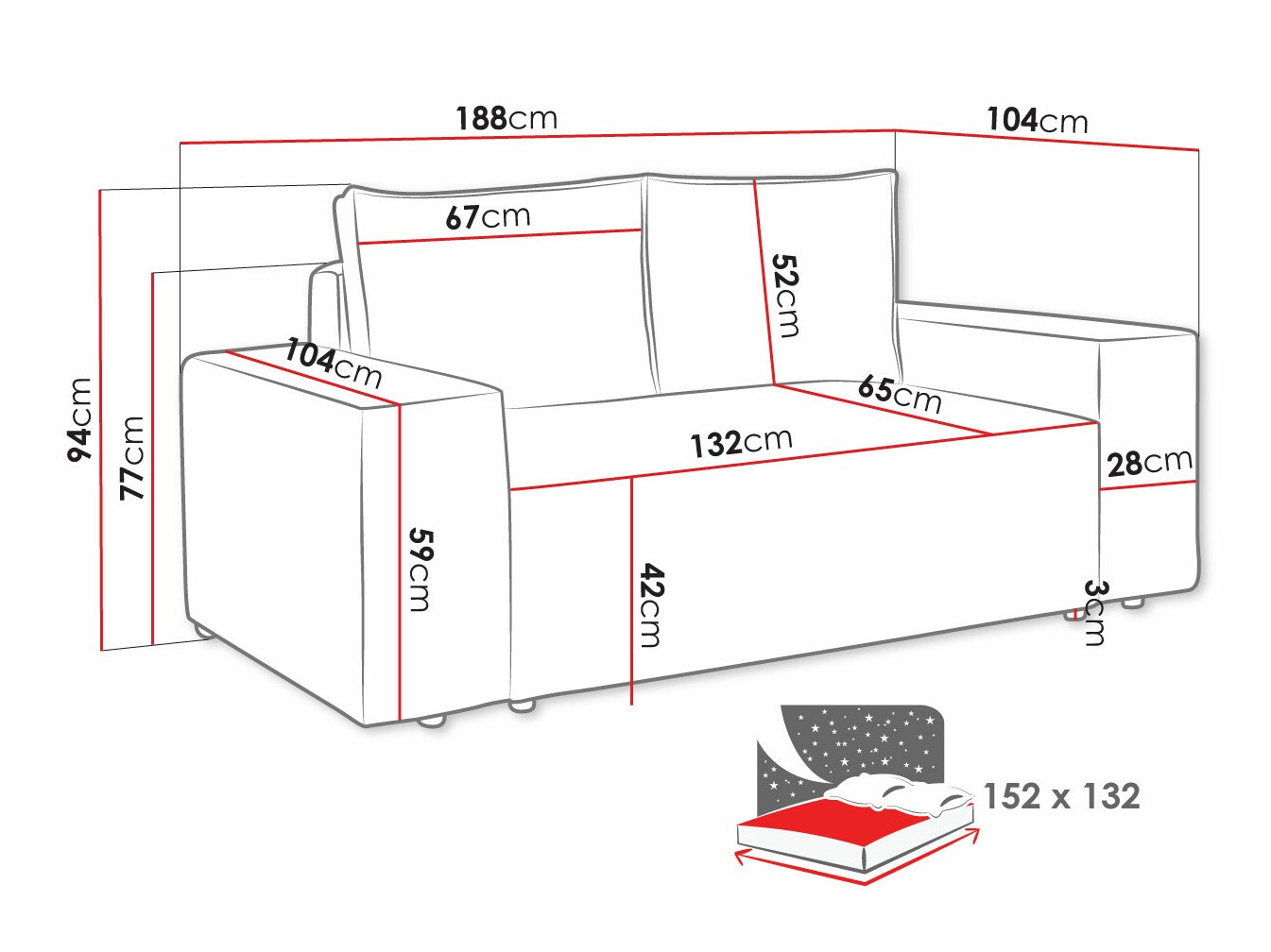 Kanapéágy Clovis 107 (Manila 14)