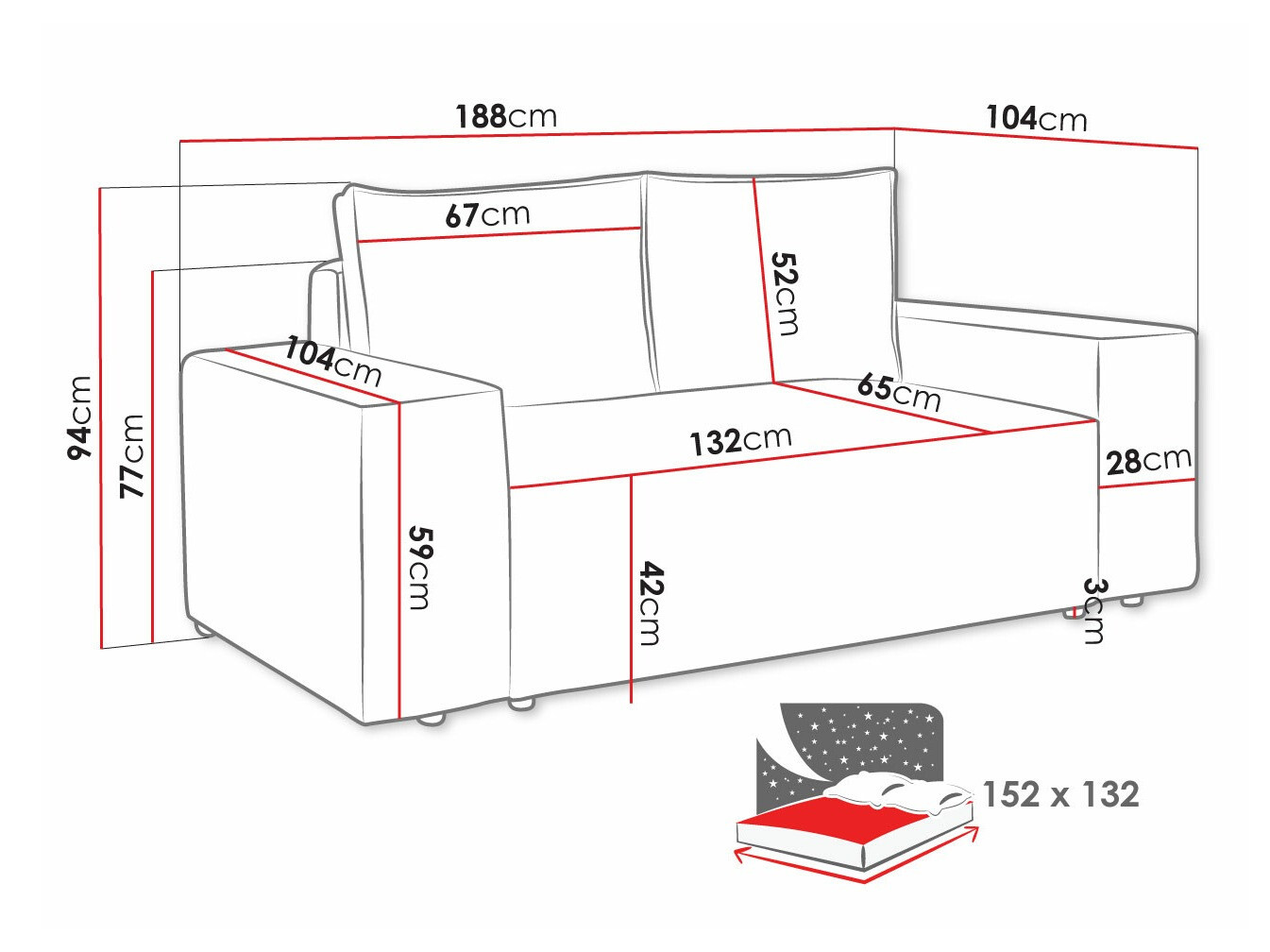 Kanapéágy Clovis 107 (Manila 18)