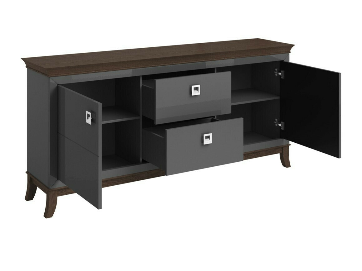 Komód Austin BA101 (Fényes fehér + Sötét tölgy)