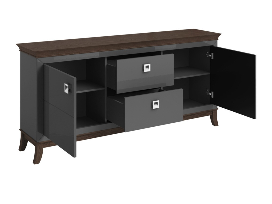 Komód Austin BA101 (Gloss antracit + Sötét tölgy)