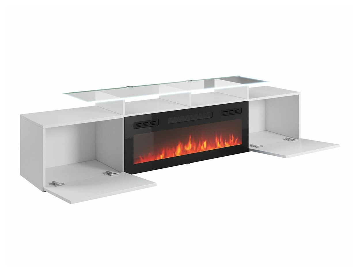 TV-állvány Charlotte 155 (Fekete + Fényes fekete)