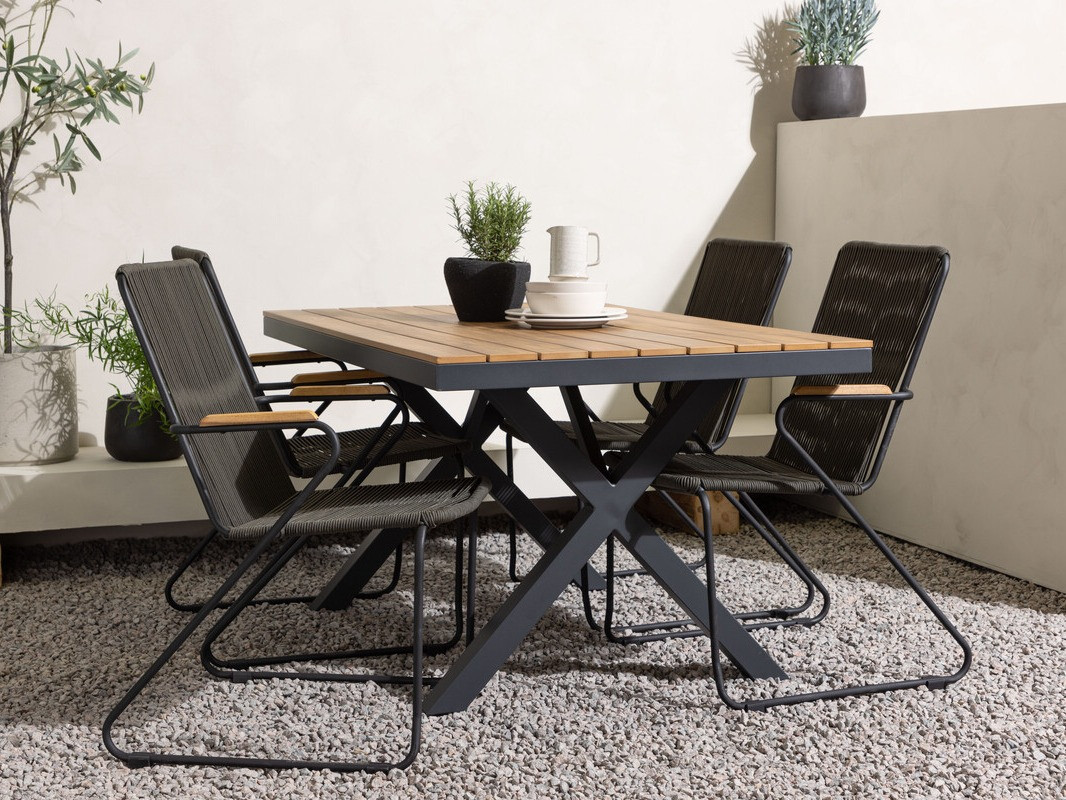 Asztal és szék garnitúra Dallas 3913 (Fekete + Sötétszürke)